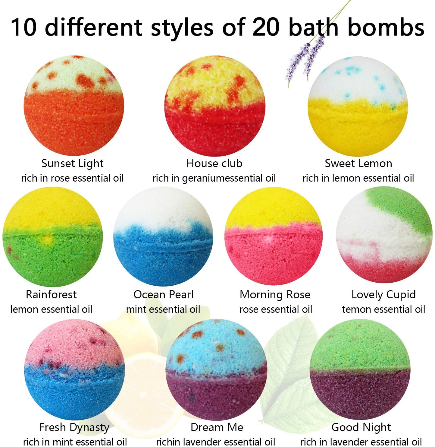 Nagaliving Bath Bombs Gift Set. 20 Wonderful Fizz Effect Handmade Bath Bombs