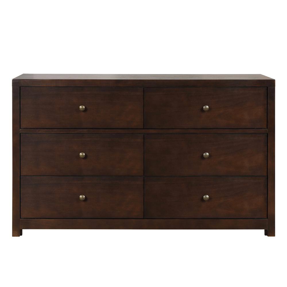 ATHMILE  6-Drawers Brown Chest of Drawers 55 in. W x 34 in H.16 in. D