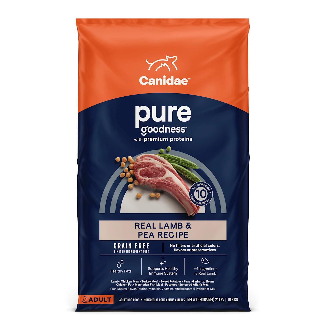 Canidae Pure Grain Free Limited Ingredient Real Lamb & Pea Dry Dog Food. 24 lbs.