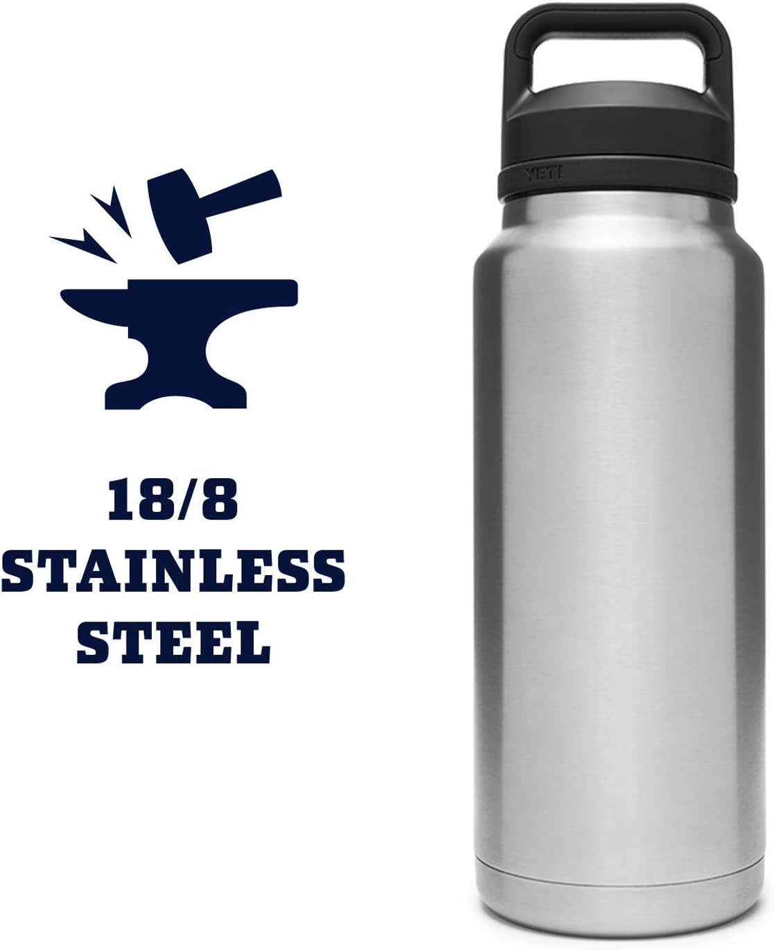 YETI Rambler 36 oz Bottle. Stainless Steel. Vacuum Insulated. Stainless Steel with Chug Cap