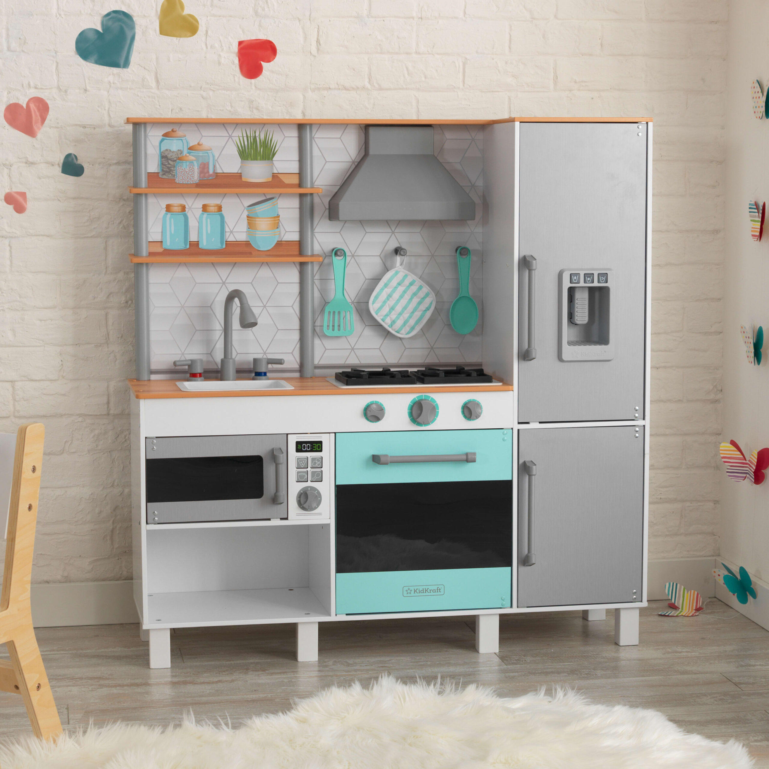KidKraft Gourmet Chef Play Kitchen with EZ Kraft Assembly™ and 3 Accessory Pieces