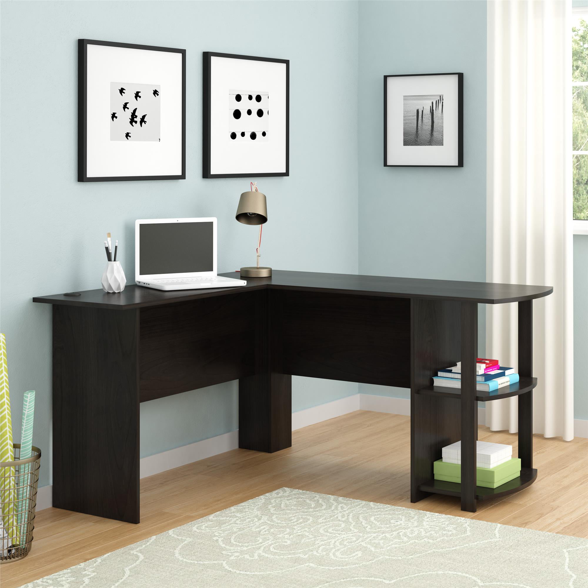 Ameriwood Home Dominic L Desk with Bookshelves. Espresso