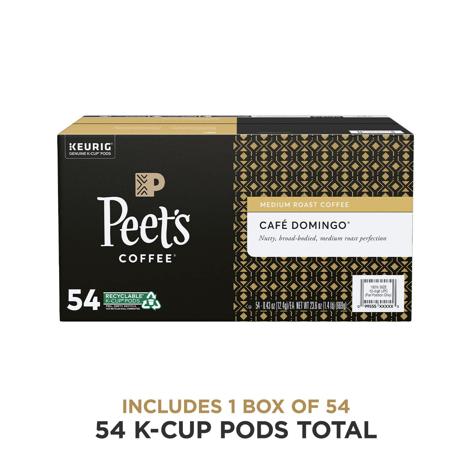 Peet-s Coffee Café Domingo. Medium Roast. 54 Count Single Serve K-Cup Coffee Pods for Keurig Coffee Maker