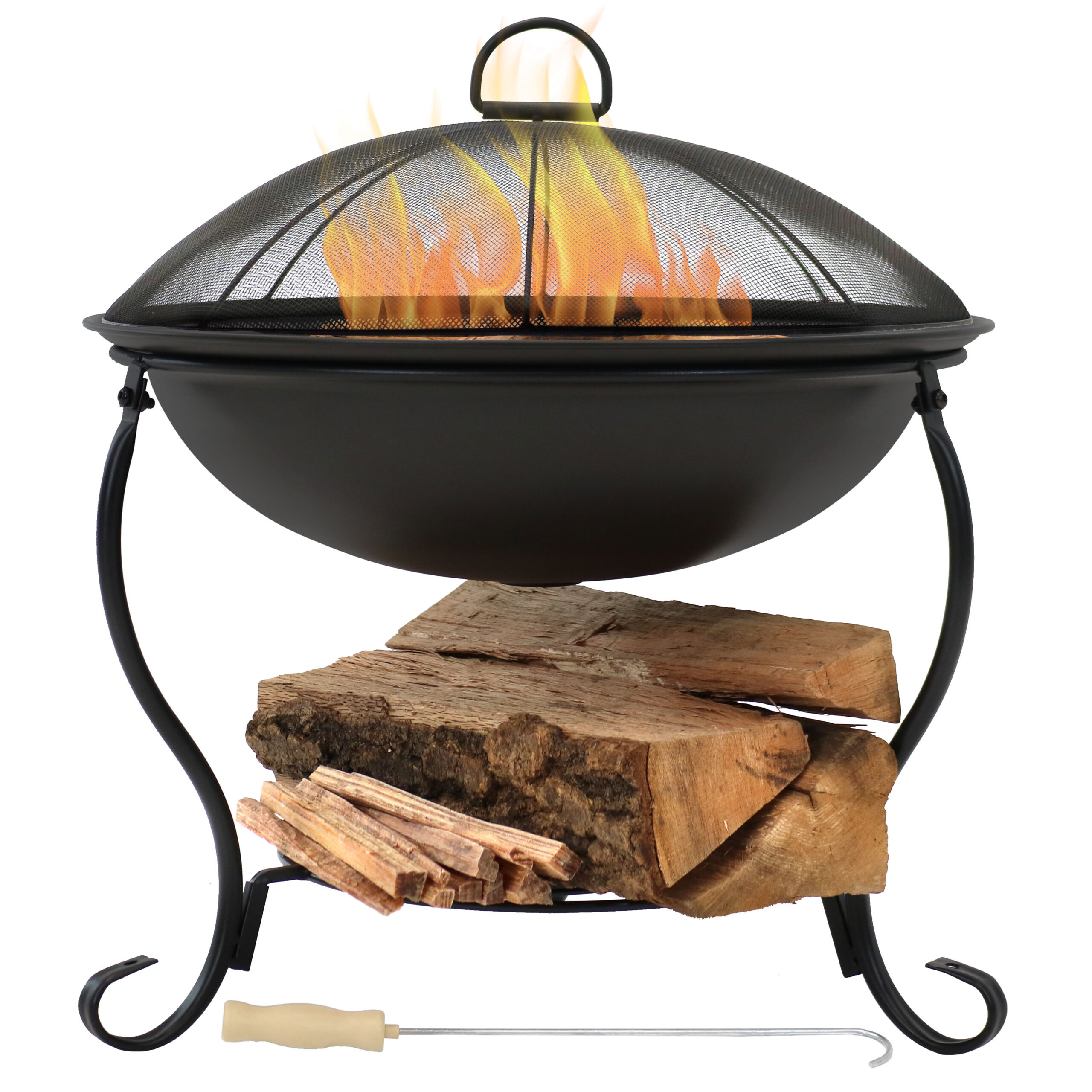 Sunnydaze Decor 18.75-in W Black Steel Wood-Burning Fire Pit