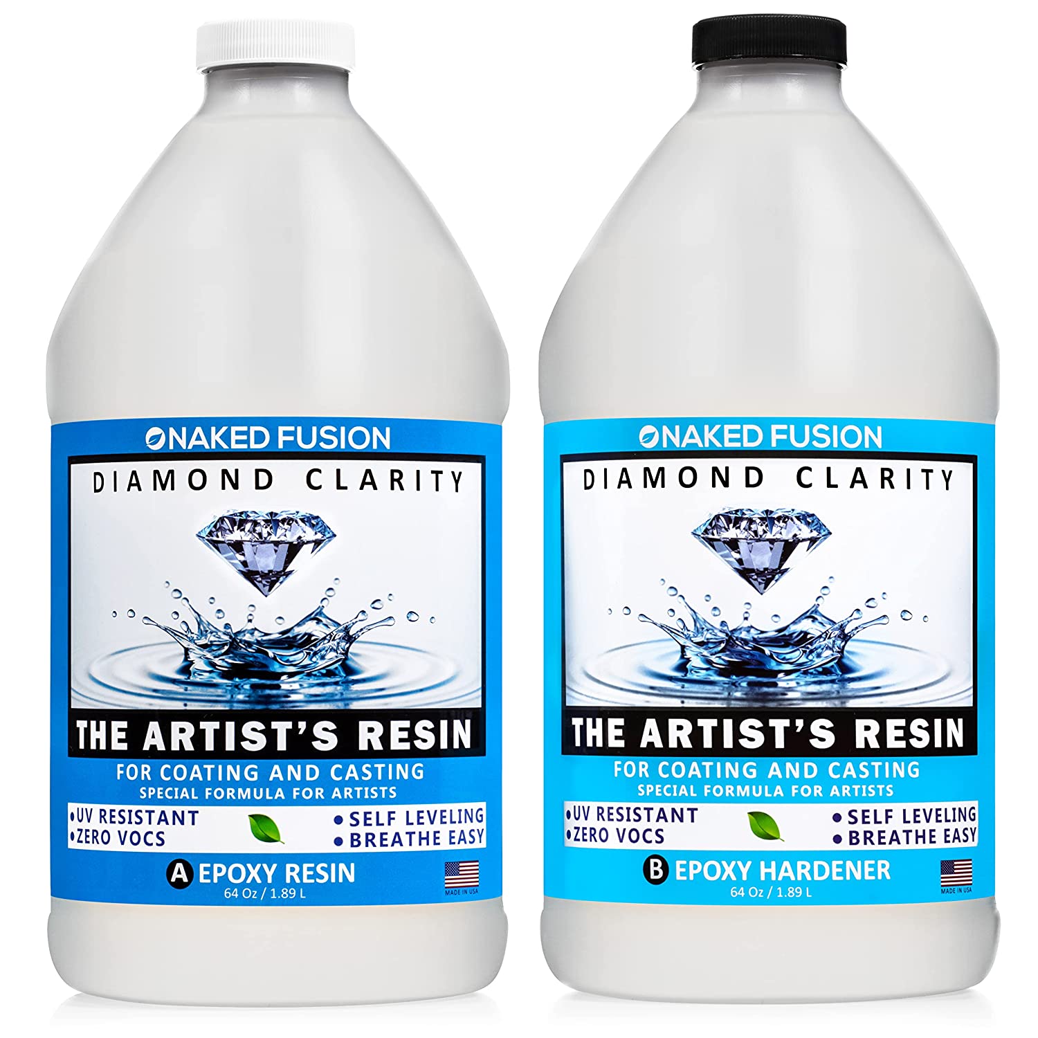 NAKED FUSION Epoxy Resin Art Resin Crystal Clear Formula- The Artist-s Resin for Coating. Casting. Resin Art. Geodes. Tabletop. Bar Top. Live Edge Tables. River Tables- Non-Toxic -1 Gallon Kit