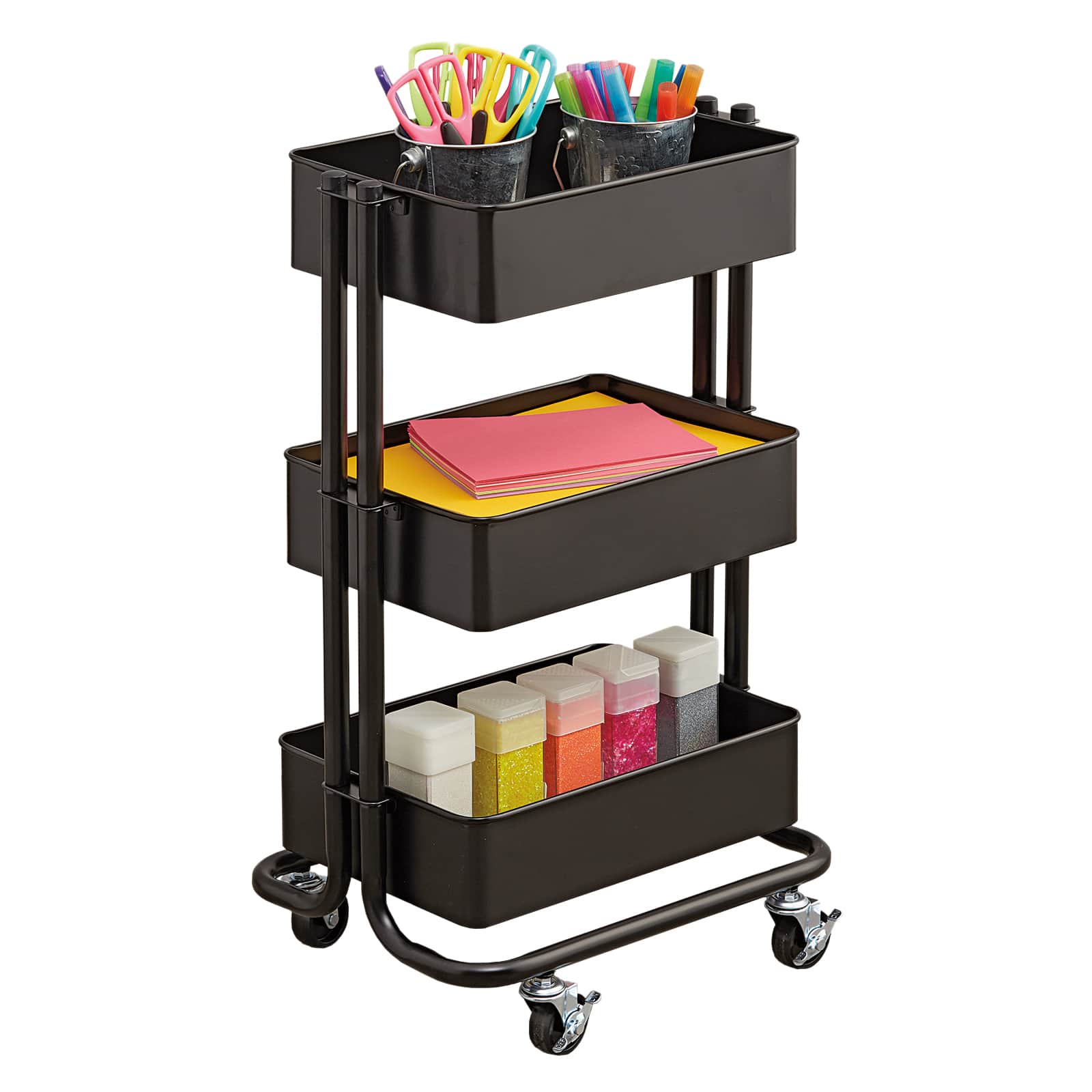 Simply Tidy Black Lexington Mini Rolling Cart