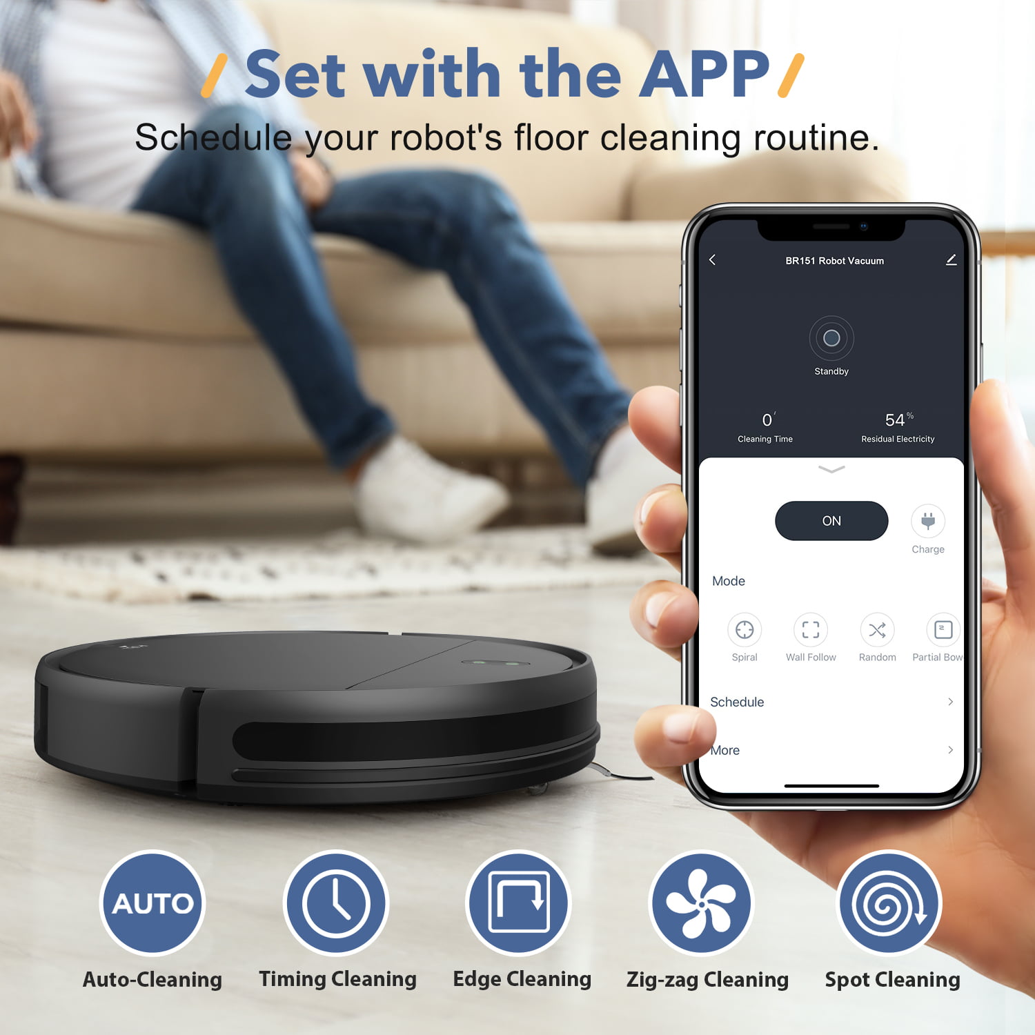 ONSON Robot Vacuum Cleaner. 2 in 1 Robot Vacuum and Mop Combo. With WIFI Connection For Pet Hair. Hard Floor
