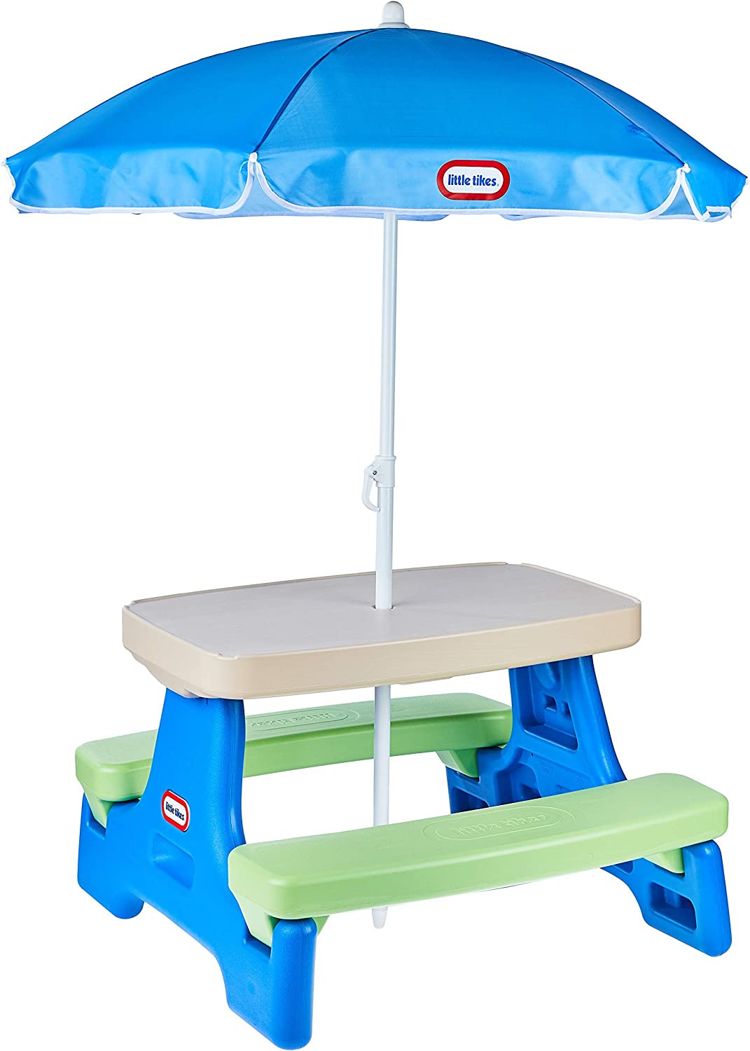 Little Tikes Easy Store Jr. Picnic Table with Umbrella - Blue/Green