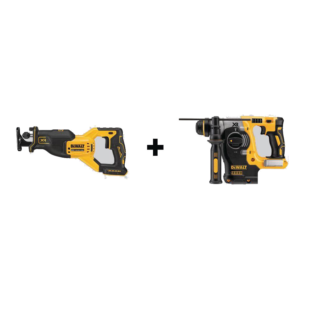 DEWALT DCS382BWDCH273B 20V MAX XR Cordless Brushless Reciprocating Saw and Cordless Brushless 1 in. SDS Plus L-Shape Rotary Hammer (Tools-Only)