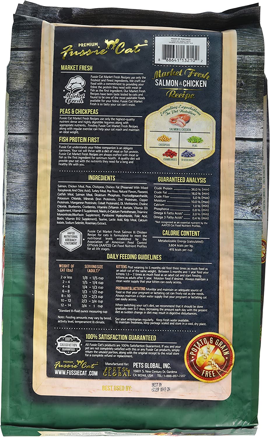 Fussie Cat Market Fresh Salmon & Chicken Recipe Grain-Free Dry Cat Food 10 Pound (Pack of 1)