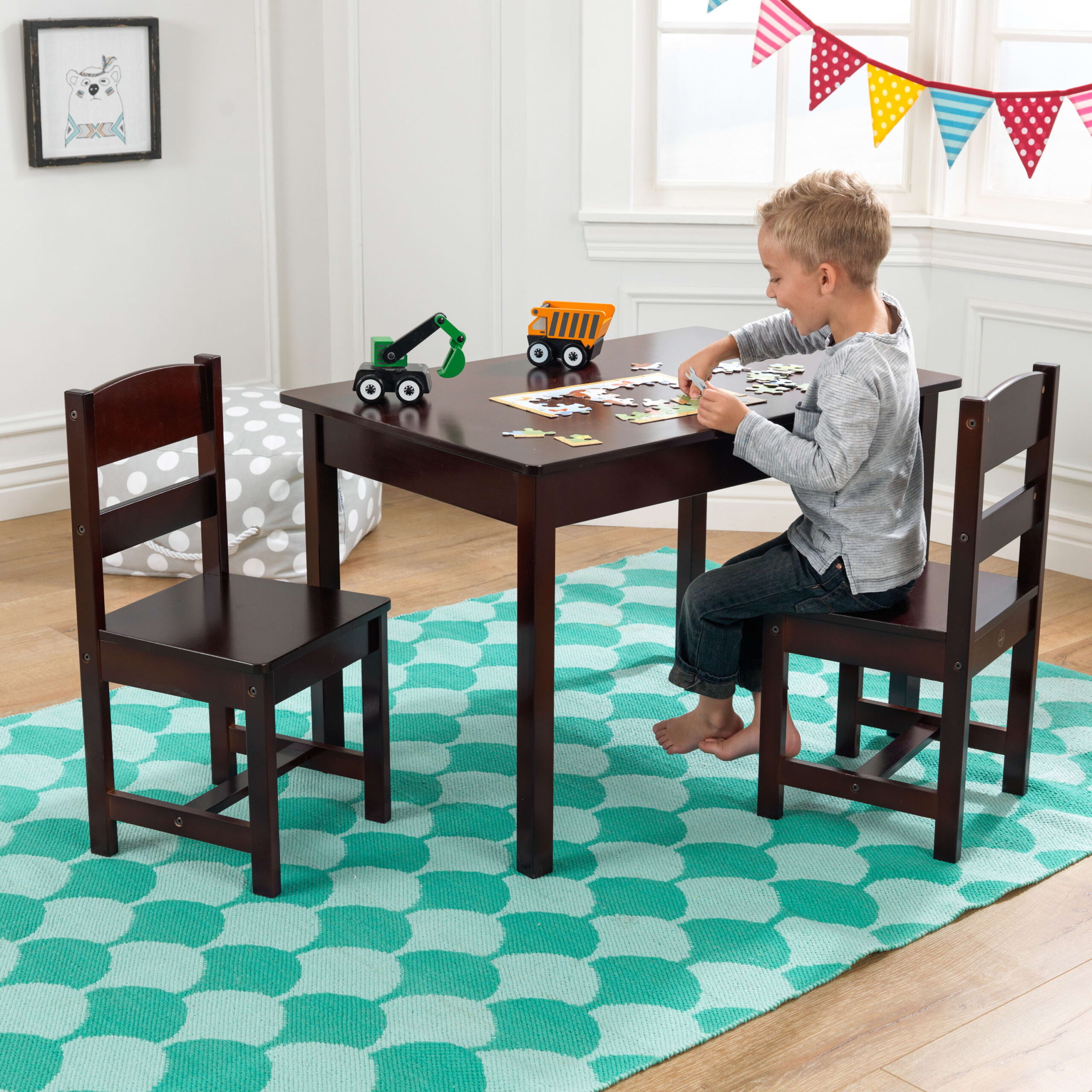 KidKraft Wooden Rectangular Table & 2 Chair Set for Kids. Espresso