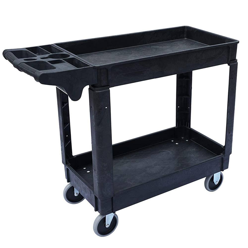 Southwire 65240340 Small 2-Shelf Utility/Service Cart. Lipped Shelves. 500 lbs. Capacity for Warehouse/Garage/Cleaning/Manufacturing