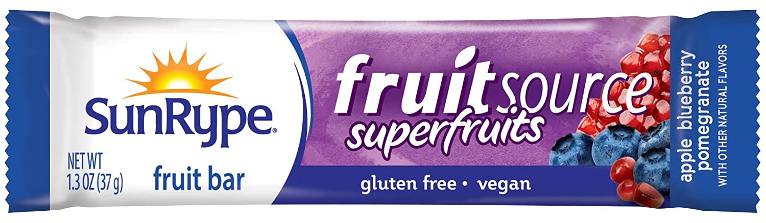 SunRype Fruit Bar. Apple + Blueberry Pomegranate Fruitsource (Case of 25 Bars)