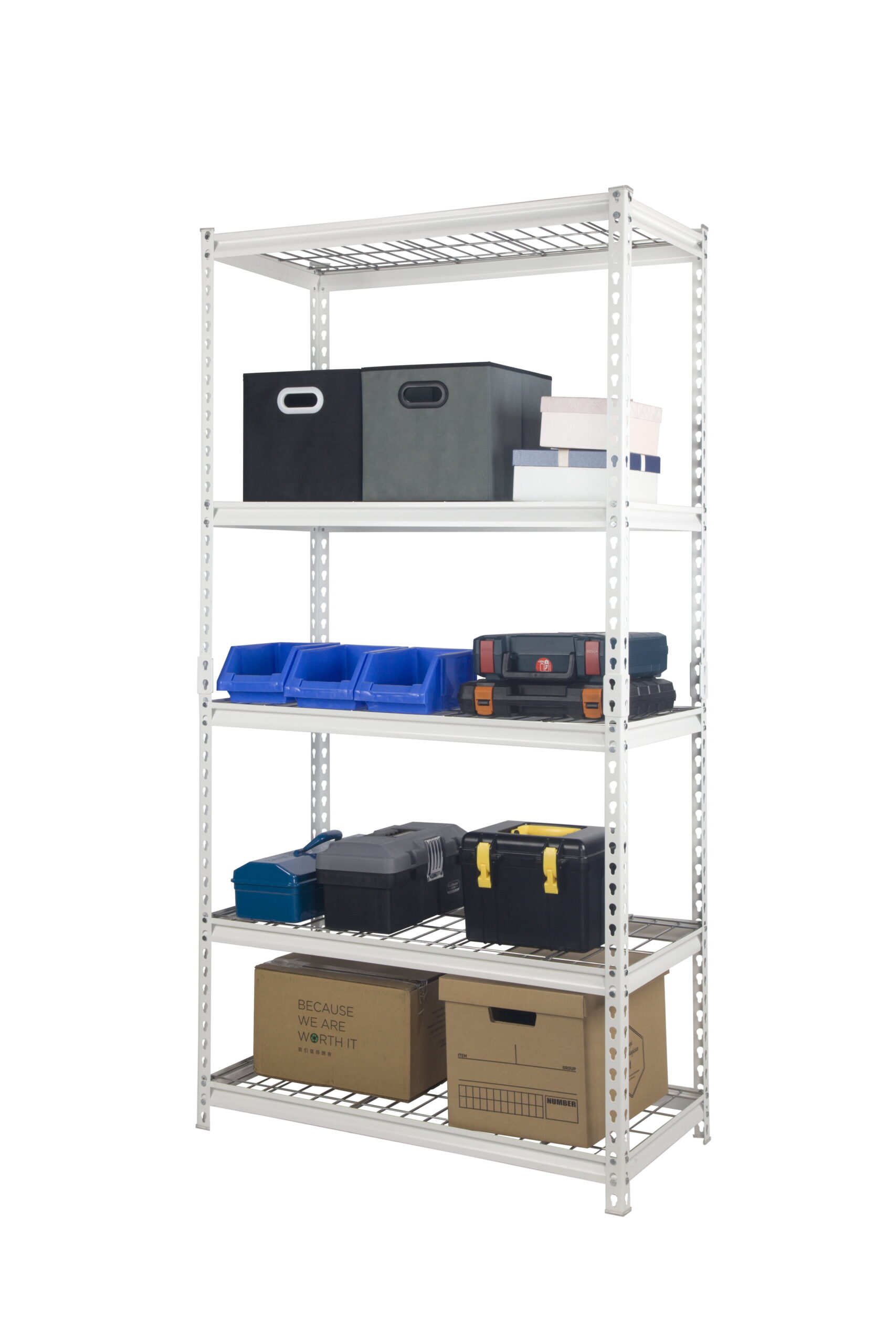 Pachira 36″W x 18″D x 72″H 5-Shelf Steel Shelving. White