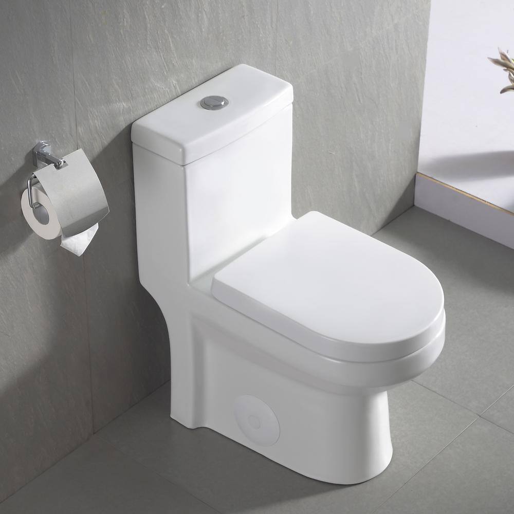 DEERVALLEY DV-1F52812 Liberty 12 in. Rough in Size 1-Piece 0.8/1.28 GPF Dual Flush Elongated Toilet in White Seat Included