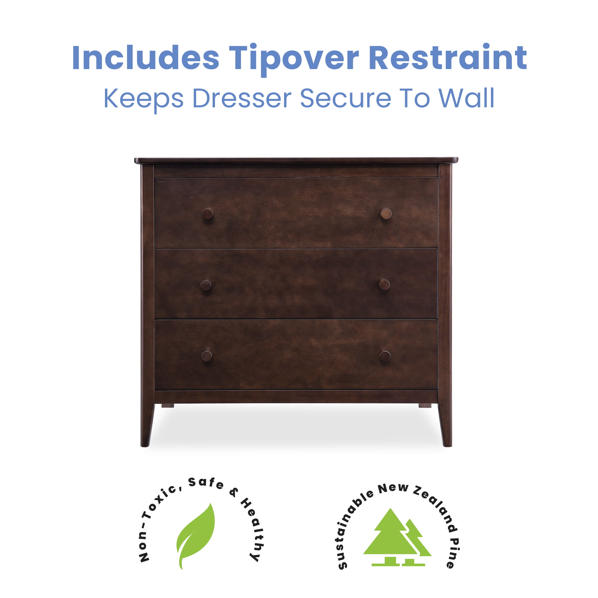 Delta Children Casey 3 Drawer Dresser. Walnut Espresso