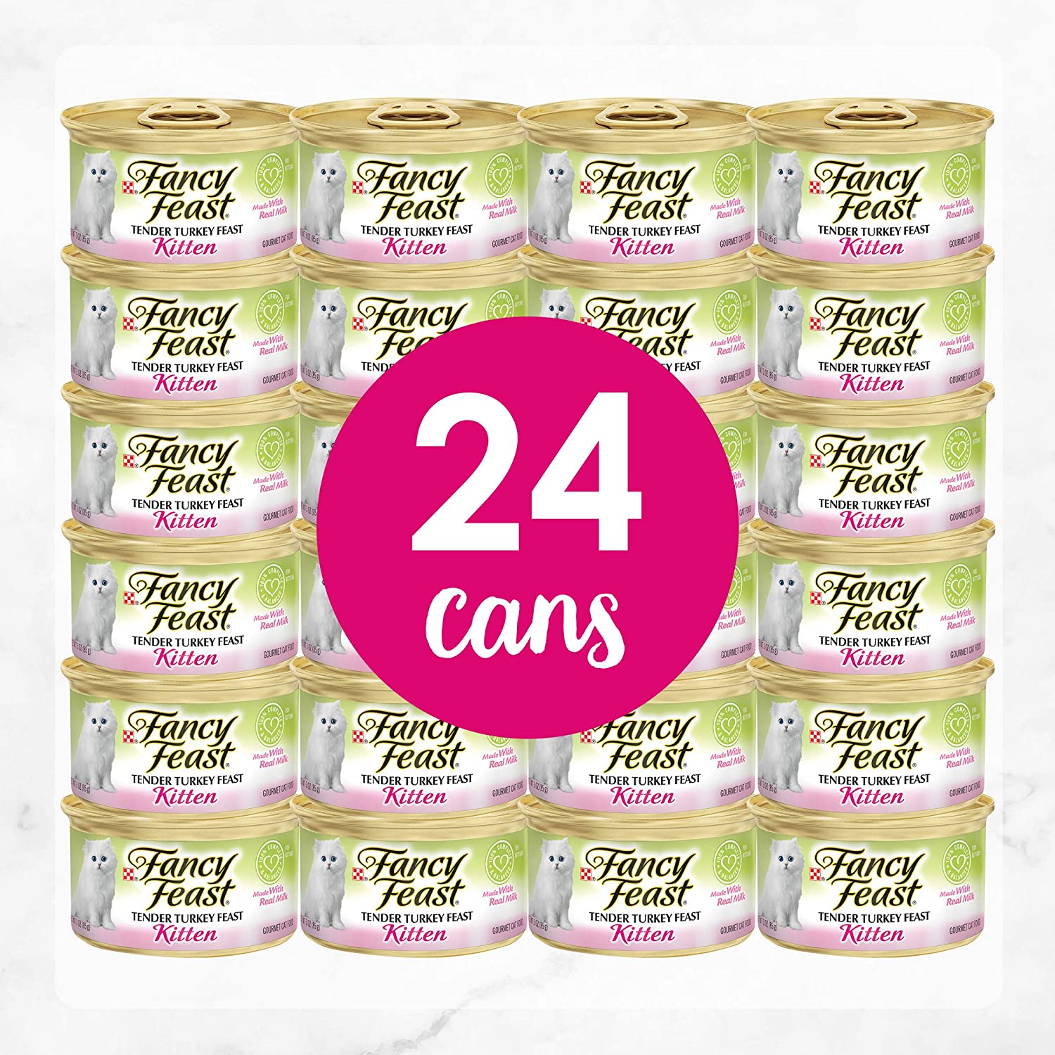 Purina Fancy Feast Pate Wet Kitten Food. Tender Turkey Feast - (24) 3 oz. Cans