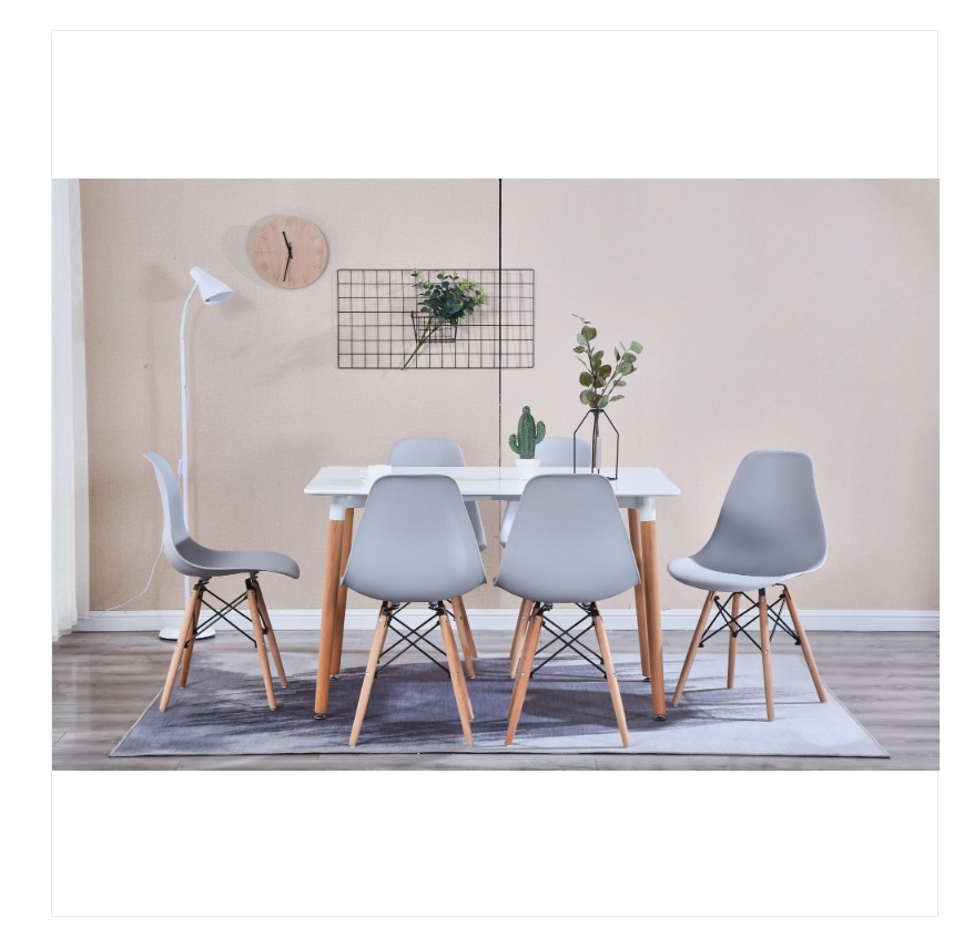 DISCOUNTTODAY  A Set of 4 Living Room Chairs.Dining Chairs Natural Beech Chairs with ABS backrest XH (Light Gray)