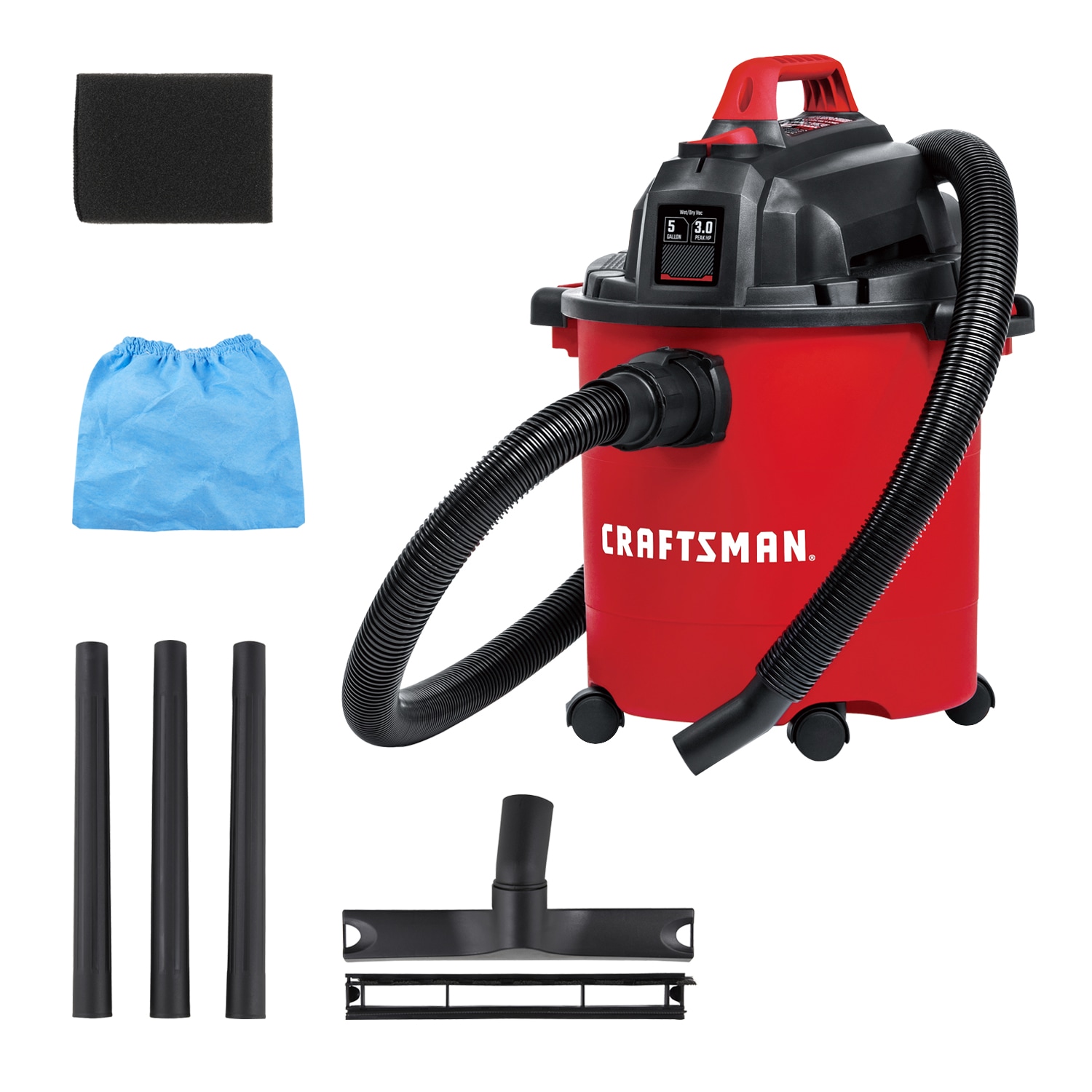 CRAFTSMAN 5-Gallons 3-HP Corded Wet/Dry Shop Vacuum with Accessories Included