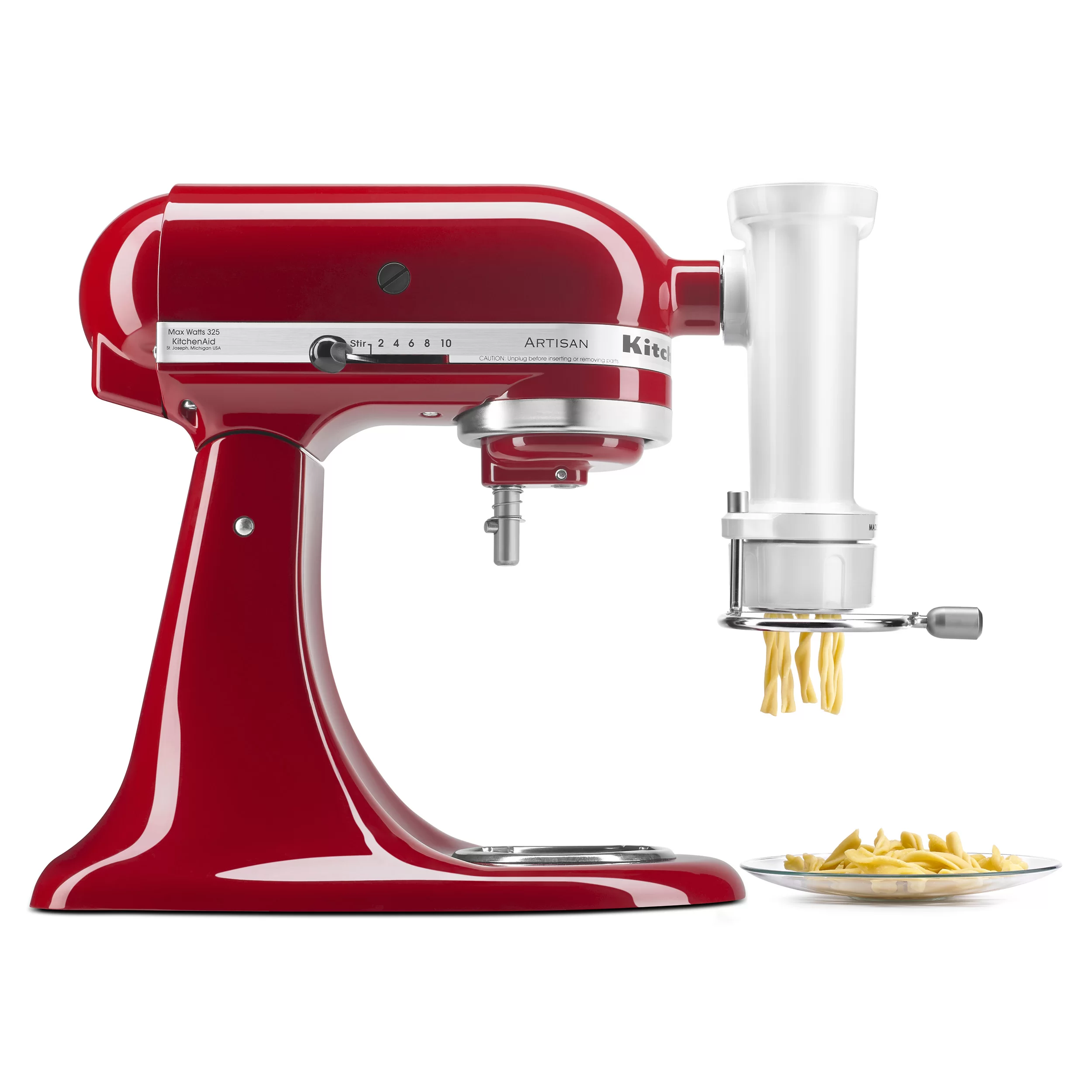 KitchenAid KSMPEXTA Gourmet Pasta Press Attachment with 6 Interchangeable Pasta Plates. White