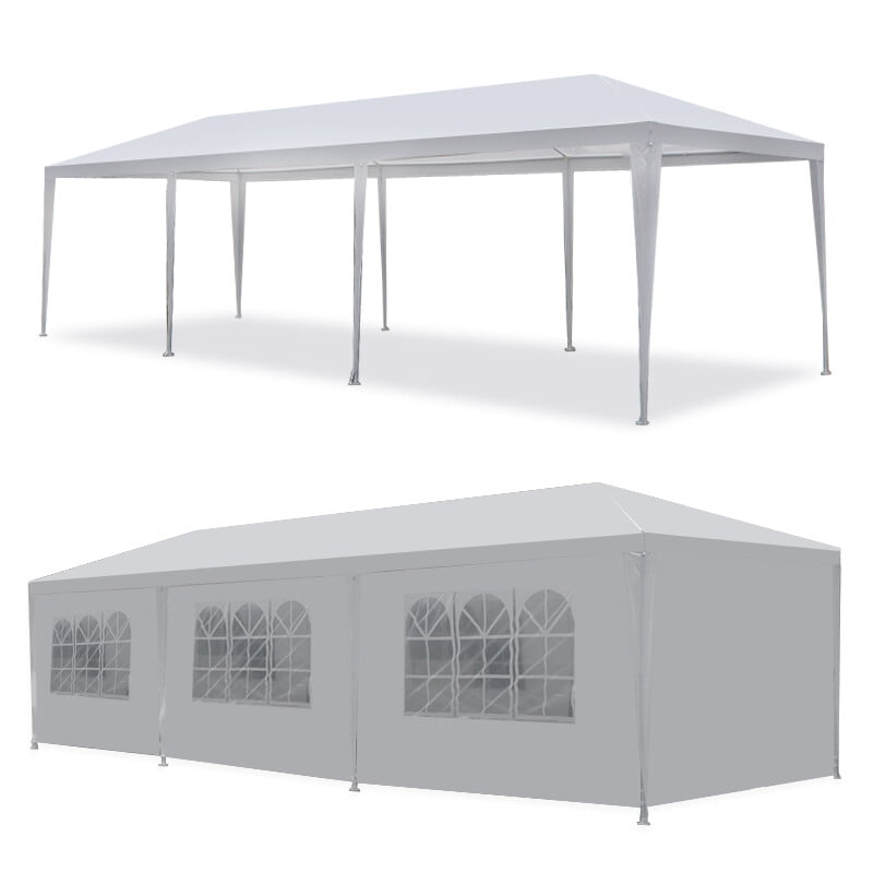 ZenSports 10x30FT Outdoor Party Tent Gazebo Wedding Canopy Tent. Heavy-Duty Steel Waterproof UV Protection White