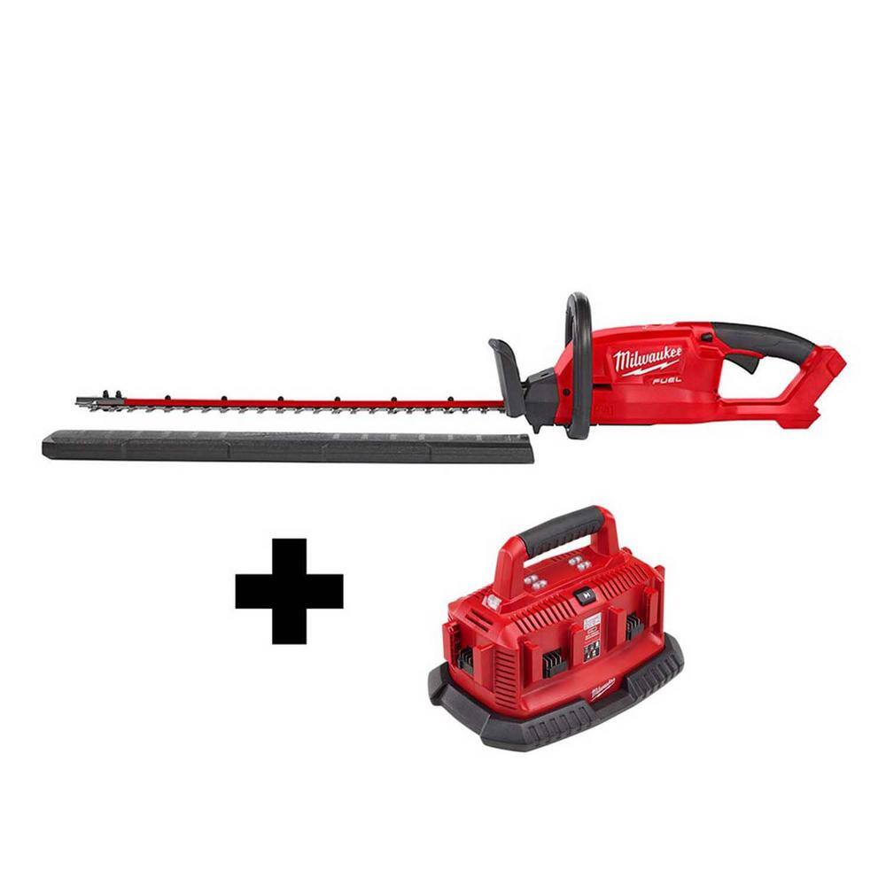 Milwaukee 2726-20-48-59-1806 M18 FUEL 18V Lithium-Ion Brushless Cordless Hedge Trimmer with M18 6-Port Sequential Battery Charger