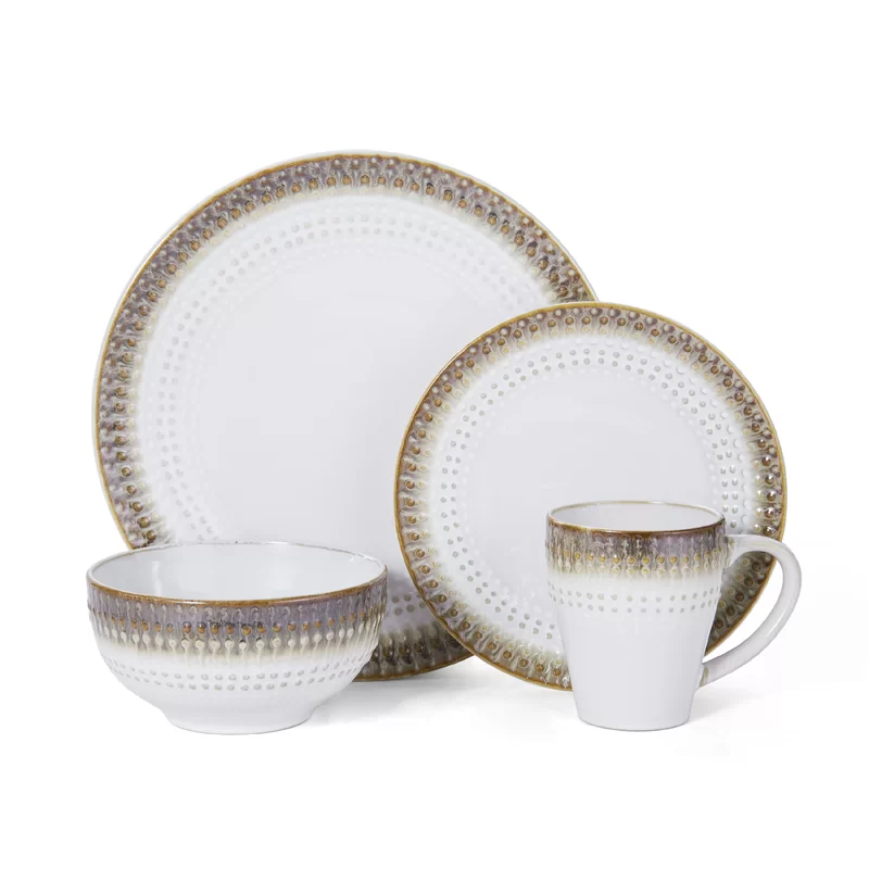 Pfaltzgraff 5192213 Celina 16-Piece Stoneware Dinnerware Set. Service For 4 . Assorted