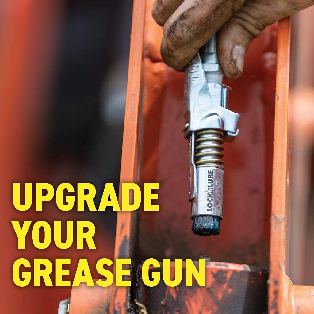 LockNLube GC81011 Grease Gun Coupler locks onto Zerk fittings. Rated 10.000 PSI. Long-lasting rebuildable tool.