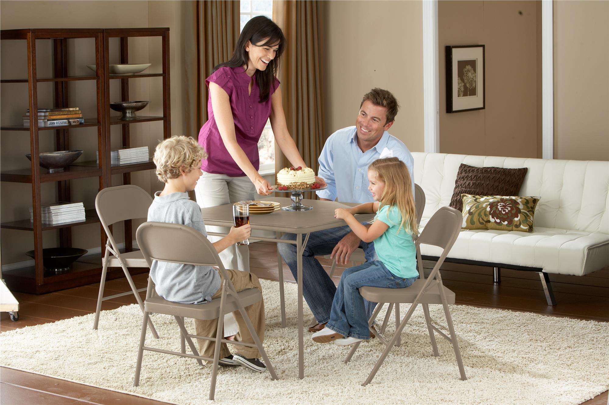 Mainstays Steel Folding Chair (4 Pack). Beige