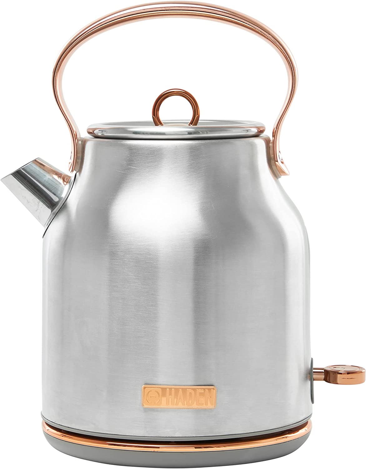HADEN 75103 Heritage 1.7 l 7-Cup Steel and Copper Cordless Stainless Steel Retro Electric Kettle with Auto Shut-Off
