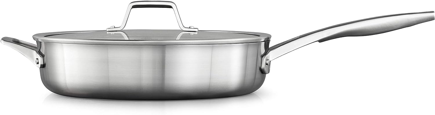 Calphalon Saute Pan with Lid. 5 QT. Silver