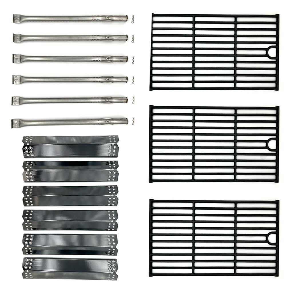 Main Burner & Flame Tamer & Cooking Grid Replacement Part Kit (6x Burners + 6x Tamers + 3 Grids) for EG 720-0969 6-Burner Propane Gas Grill