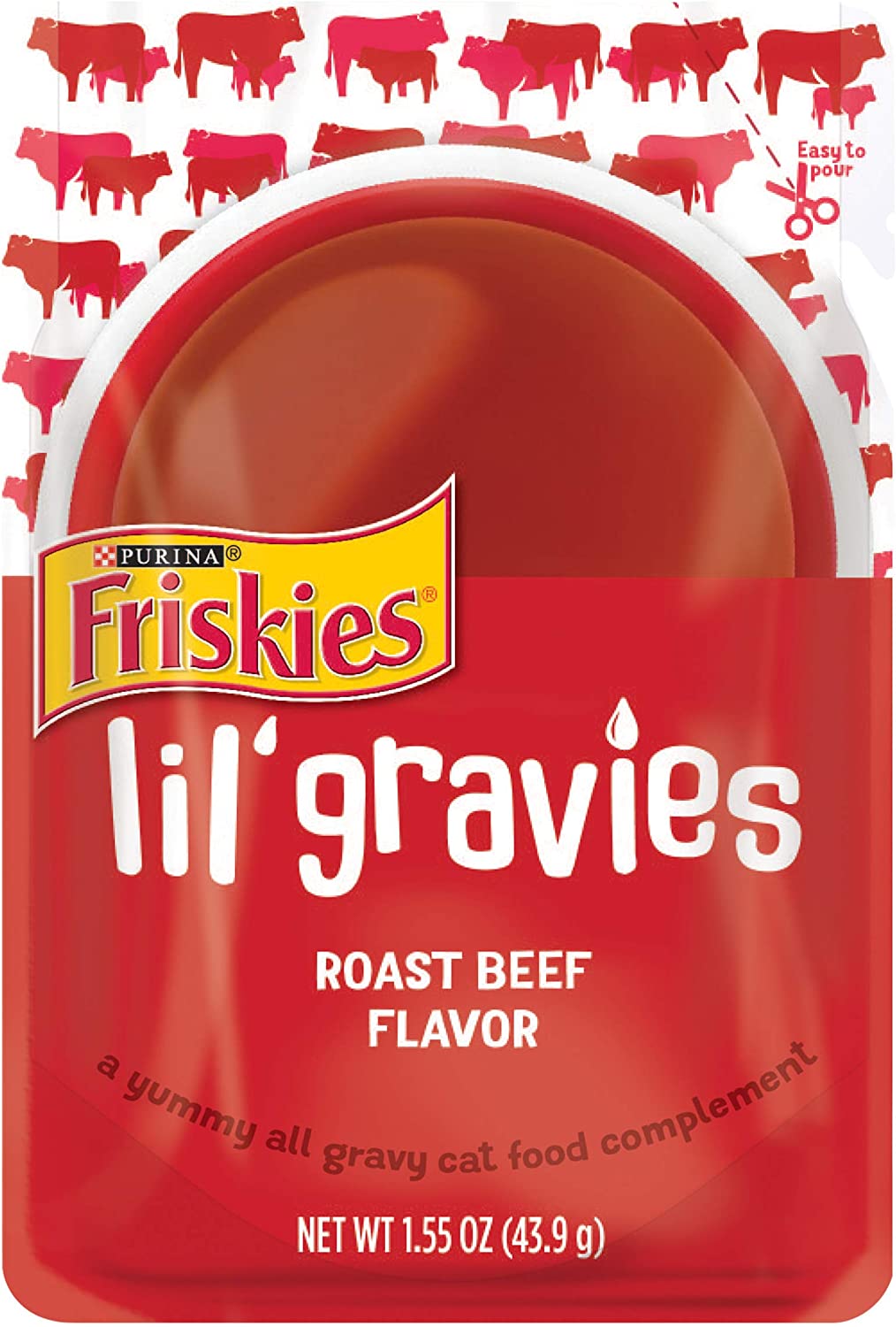 Purina Friskies Lil- Gravies Roast Beef Flavor Cat Food Complement - (16) 1.55 oz. Pouches