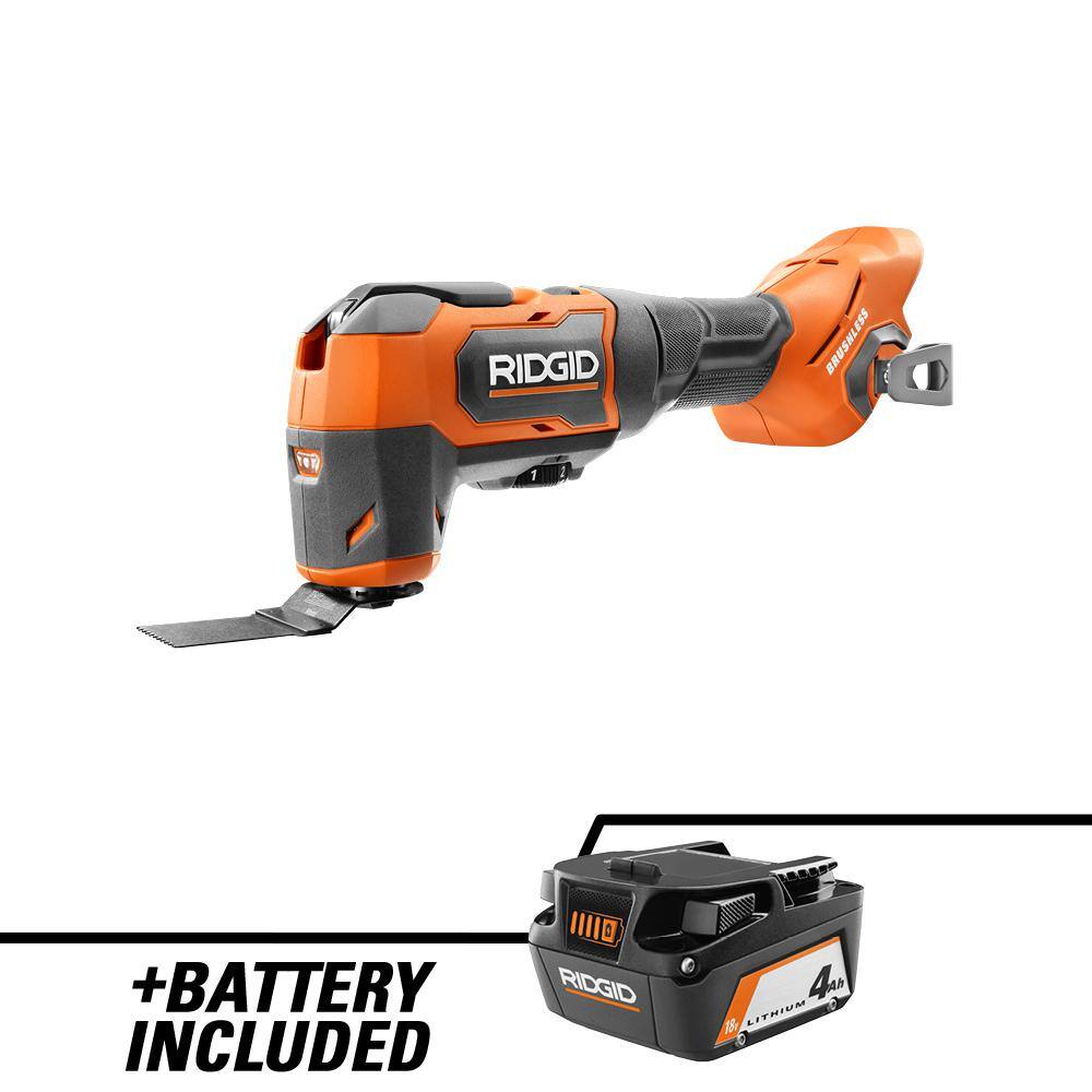 RIDGID R86240B-AC87004 18V Brushless Cordless Oscillating Multi-Tool with 18V Lithium-Ion 4.0 Ah Battery