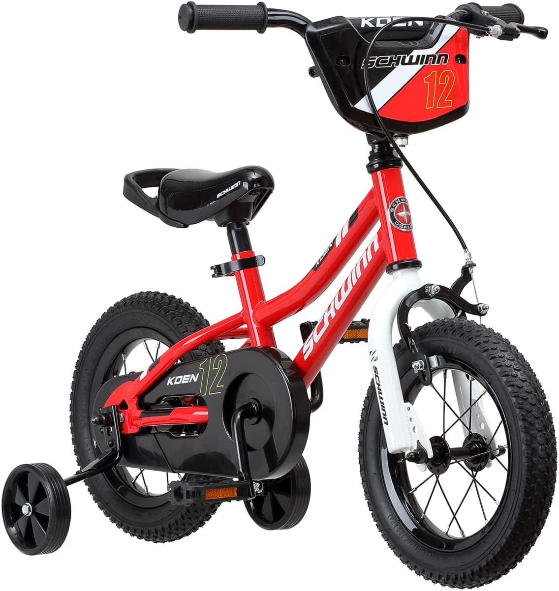Schwinn Koen & Elm Toddler and Kids Bike. 12-Inch Wheels. Training Wheels Included. Boys and Girls Ages 2-9 Years Old. Red
