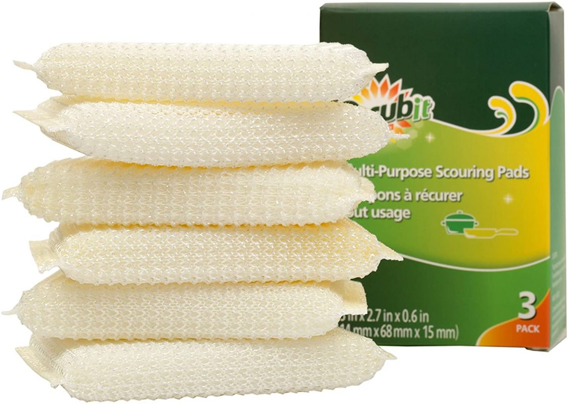 Multi-Purpose Scouring Pad by Scrub-It - Non-Scratch Cleaning Dobie Pads 6ct
