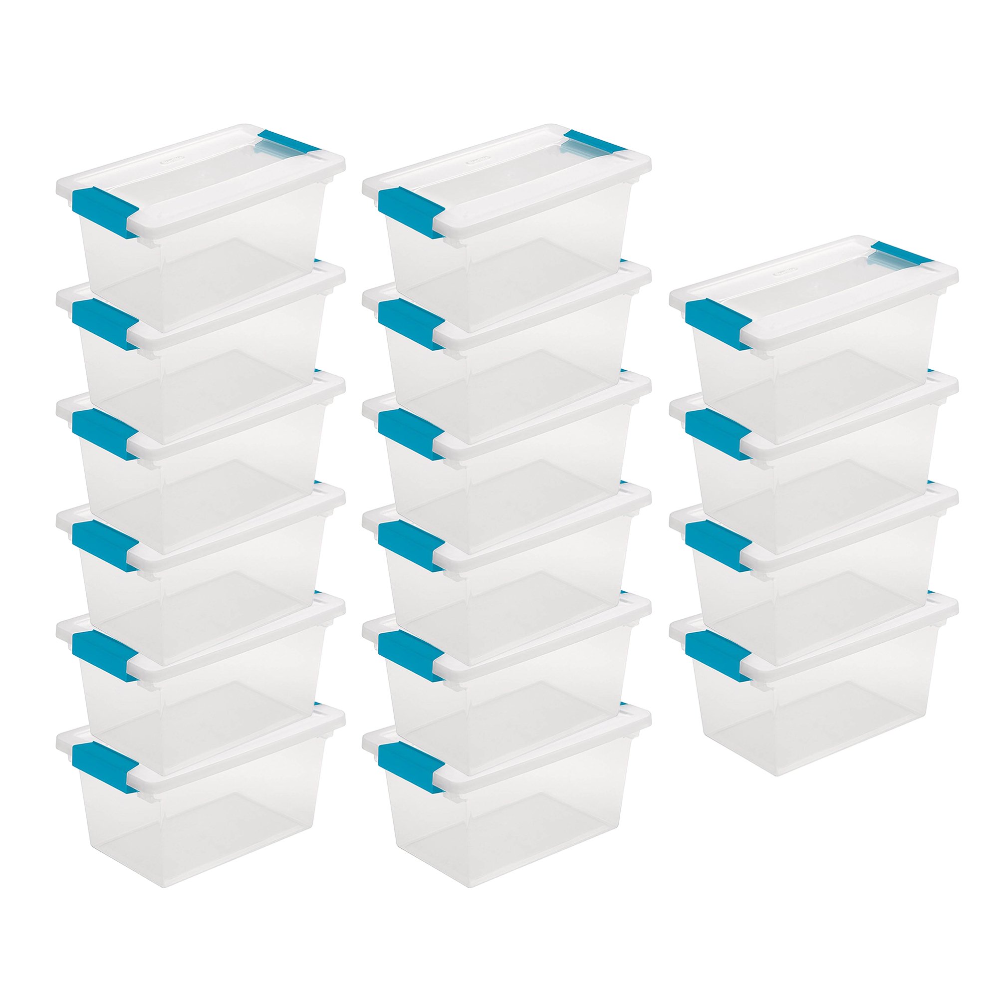 Sterilite Plastic Clip Storage Box Container with Latching Lid. 16 Pack