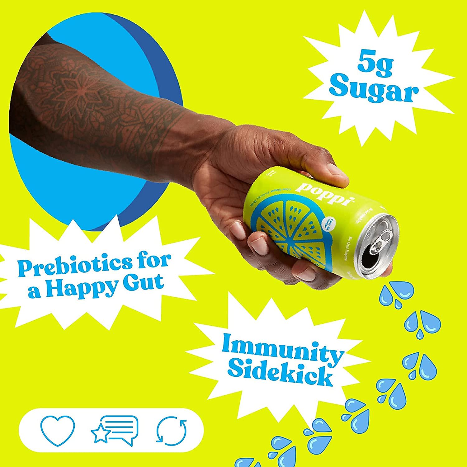 Poppi Prebiotic Soda. Ginger Lime. 12 Pack. 12 oz