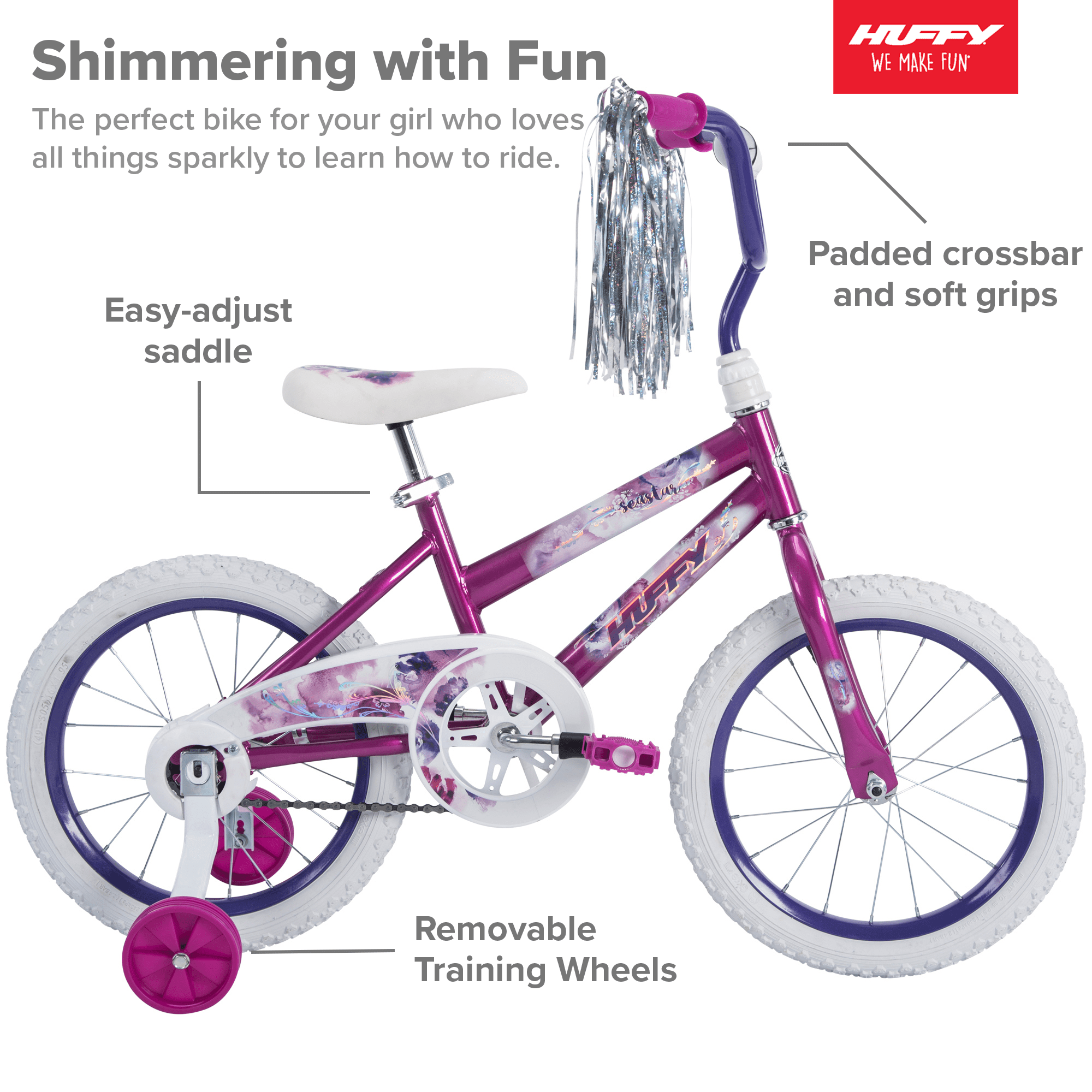Huffy 16 in. Sea Star Girl Kids Bike. Metallic Purple