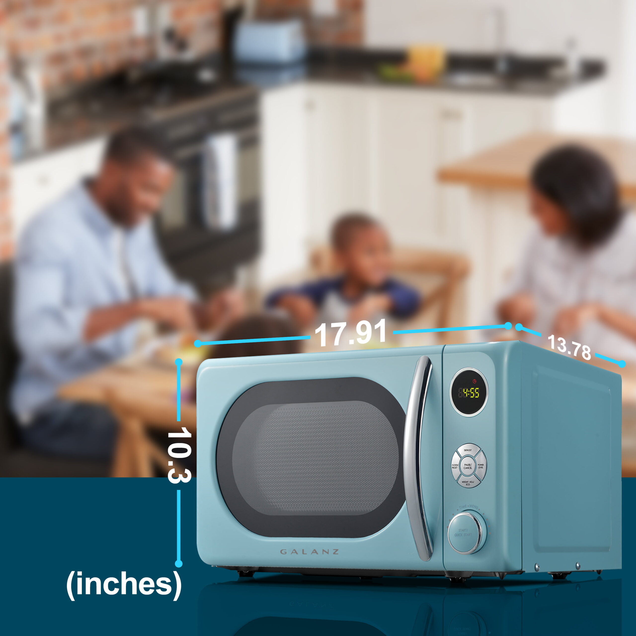 Galanz 0.7 cu. ft. Retro Countertop Microwave Oven. 700 Watts. Blue