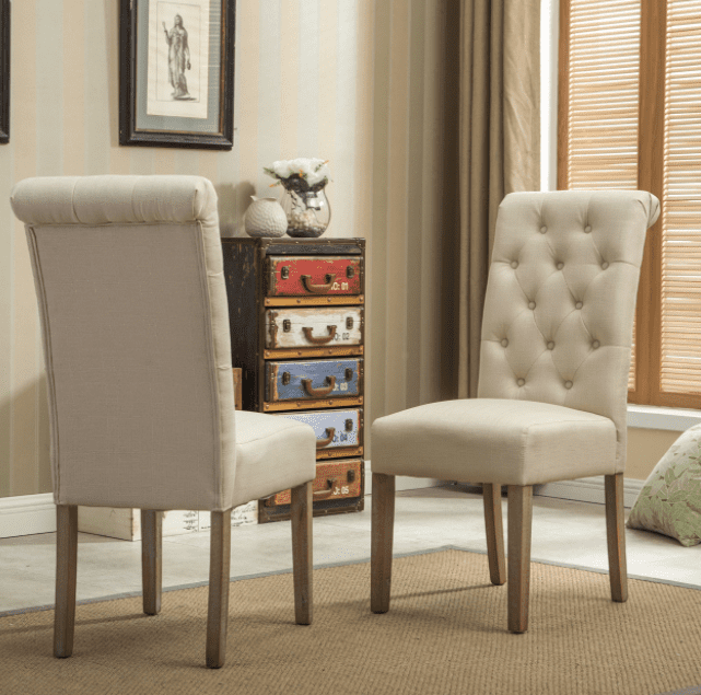 Roundhill Furniture Habit Dining Chair. Set of 2. Tan