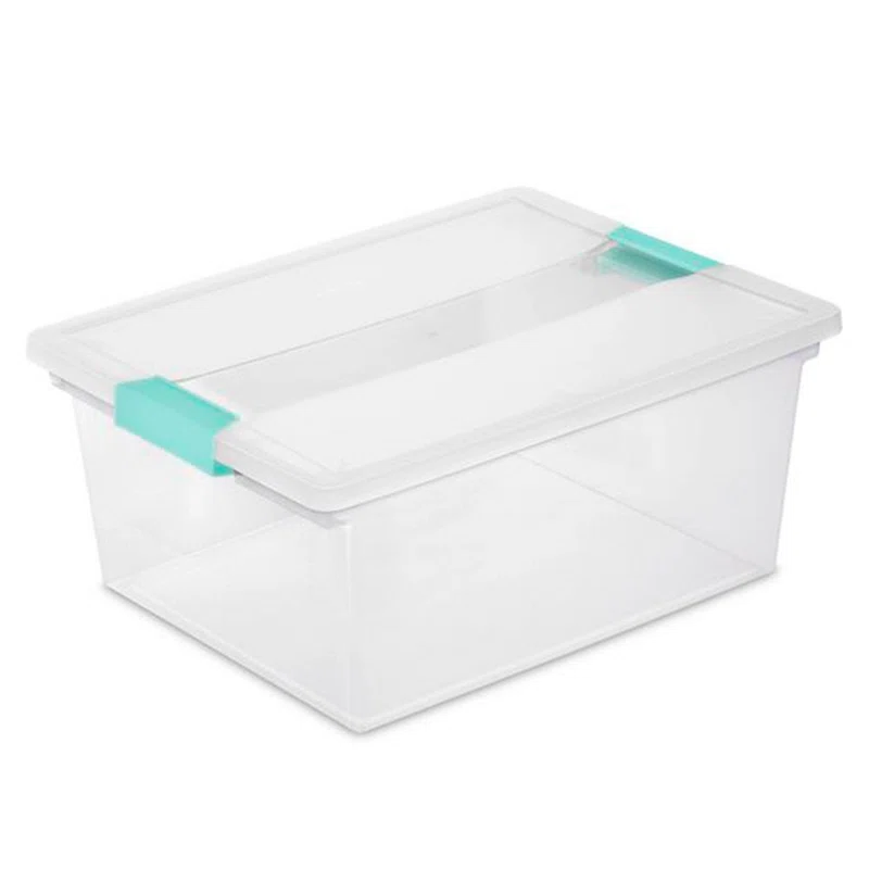 Sterilite 64 Quart Large Stackable Latching Tote Box (6 Pack) and Deep Clip Box (4 Pack)