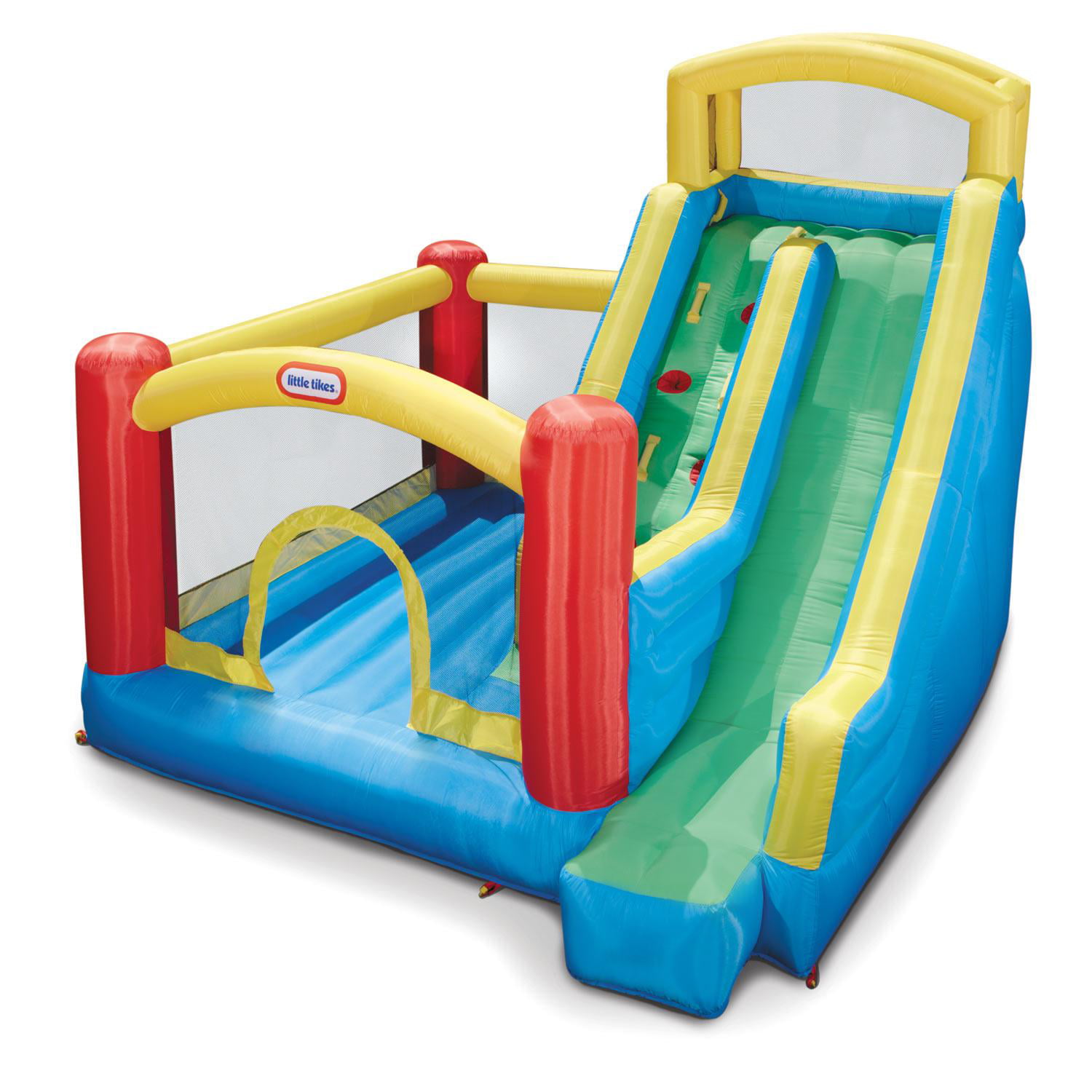 Little Tikes Giant Slide Bouncer Inflatable Bounce House with Blower and Climbing Wall. Fits up to 3 Kids. Multicolor. Outdoor Backyard Toy for Boys Girls Ages 3 4 5+ to 8 Year Old