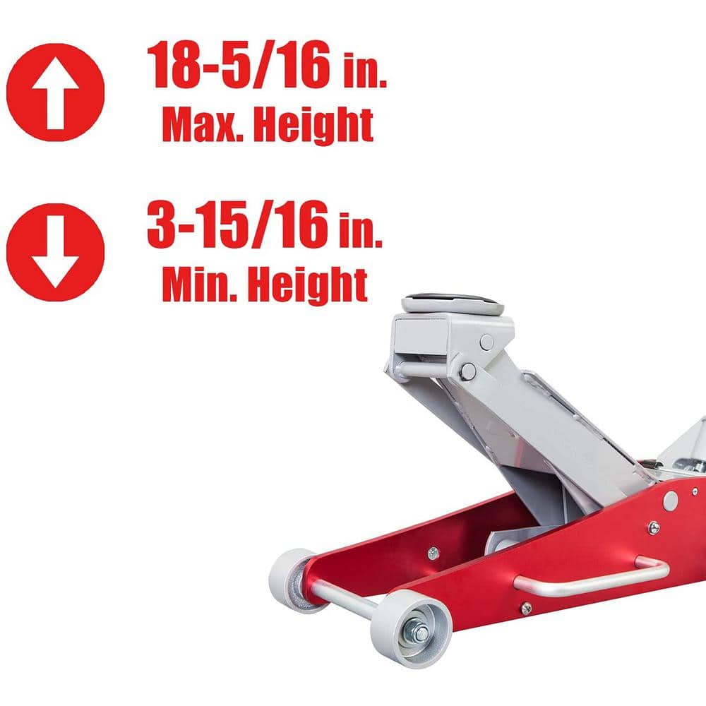 Big Red AT729900LR 3-Ton Low-Profile Aluminum and Steel Floor Jack with Dual Piston Speedy Lift