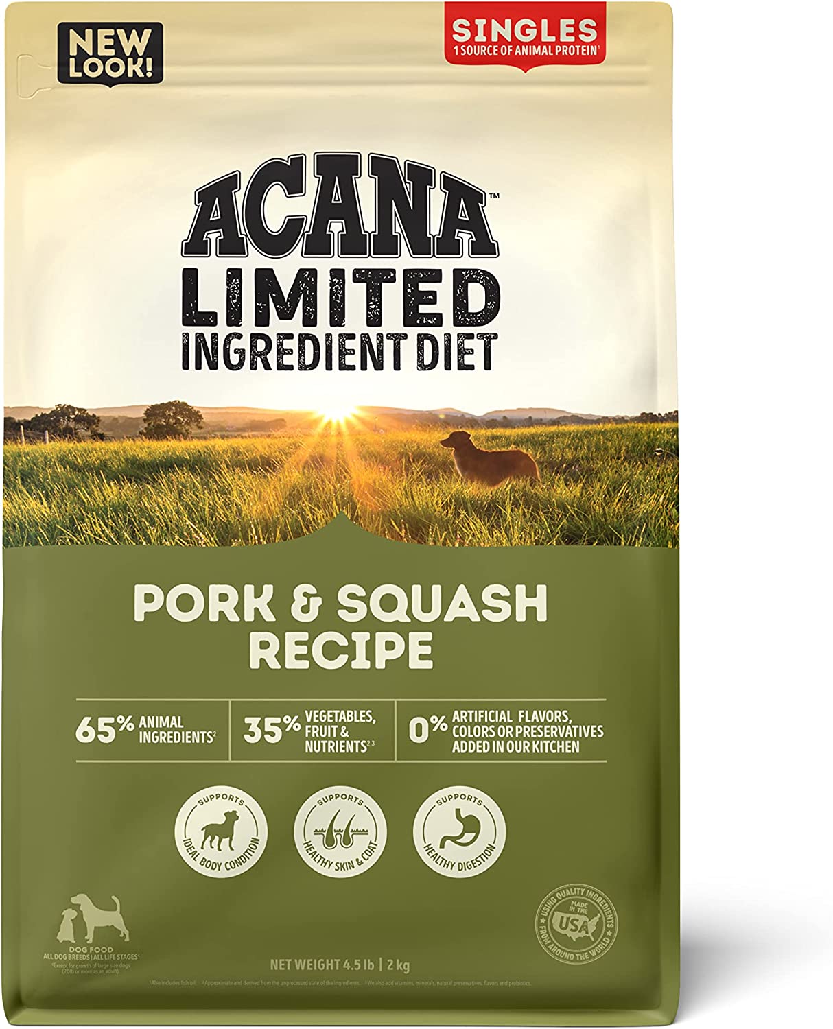 ACANA Singles Limited Ingredient Dry Dog Food. Grain-free. High Protein. Pork & Squash. 4.5lb