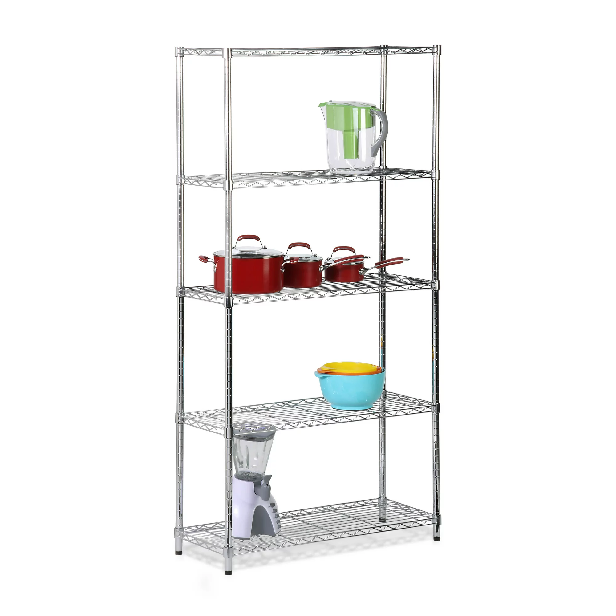 Honey Can Do 5-Tier Chrome Storage Shelves. 200 lbs. Capacity