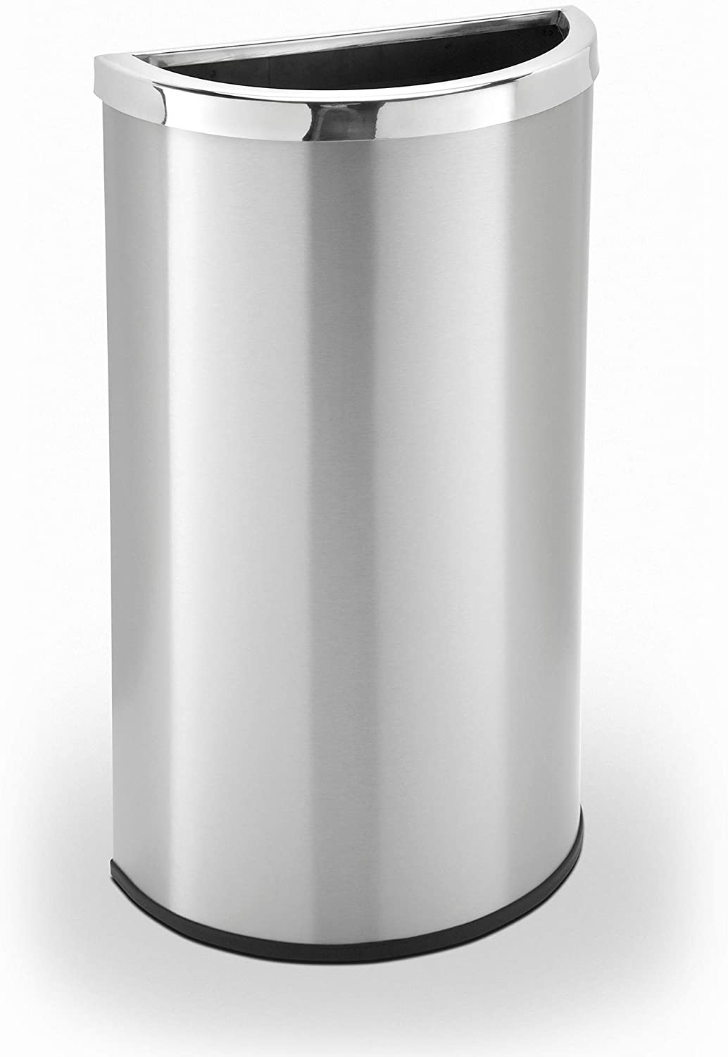 Commercial Zone| Compact 8 Gallon Half Moon Design Heavy Duty Trash Can Waste Bin Container. Stainless Steel. Silver