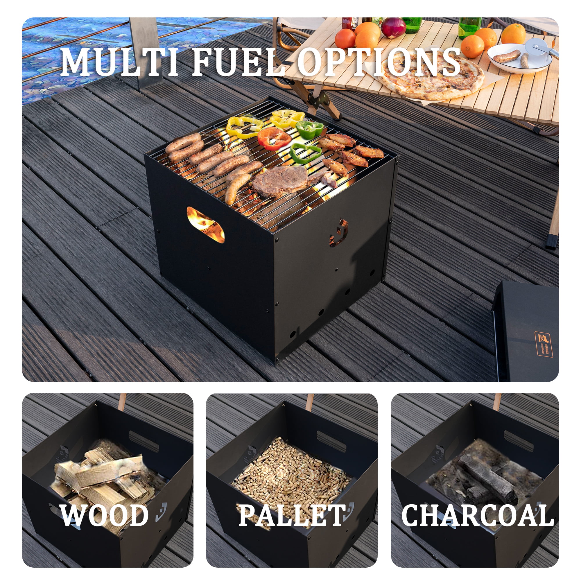 PIZZELLO Pizza Oven Bbq Wood Pellets 16″ Outdoor Pizza Ovens with Pizza Stone. Pizza Peel. Pizza Cutter. Cover. Cooking Grill Grate - Black