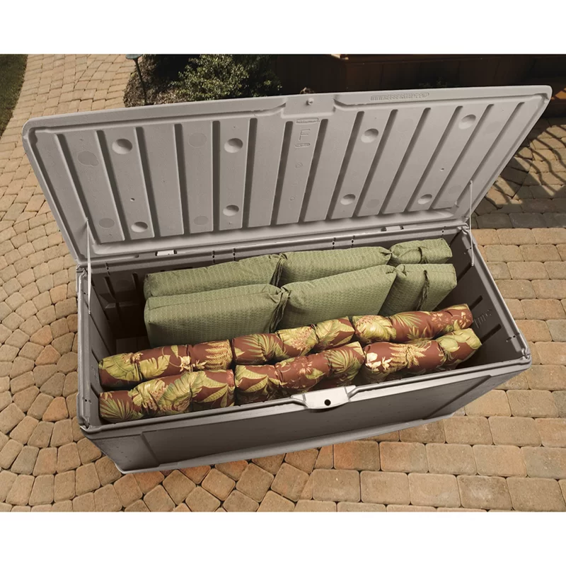 Rubbermaid 2047052 120 Gal. Resin Deck Box with Seat