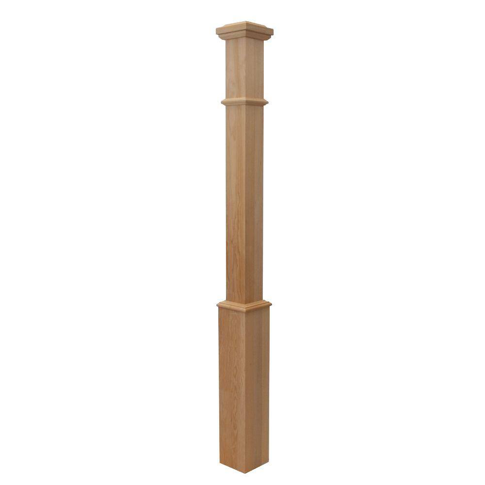 EVERMARK 4001564 Stair Parts 55 in. x  4-5/8 in. Unfinished Hemlock Craftsman Hollow Core Box Newel Post
